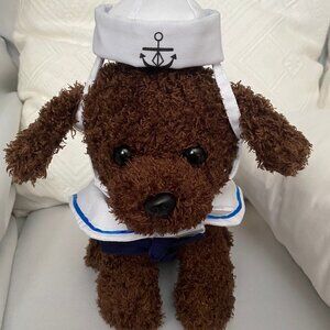 Pet Dog Cat White & Blue Sailor Costume
